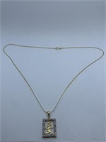 NECKLACE 18" GOLD W/ DIAMOND AND GOLD PENDANT 3.6