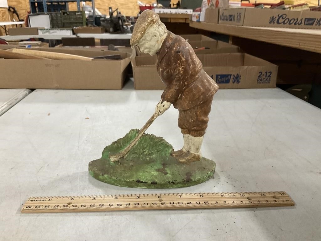 Vintage Cast Iron Golfer Door Stop