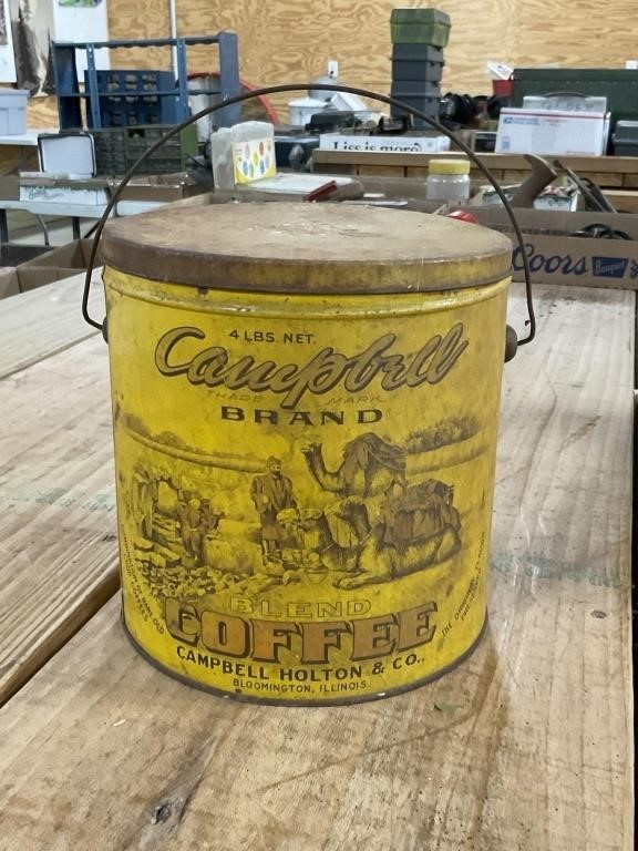 4lbs Campbell Coffee Tin Bloomington Illinois