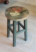 Farmhouse Style-Wooden Stool Rooster/Chicken