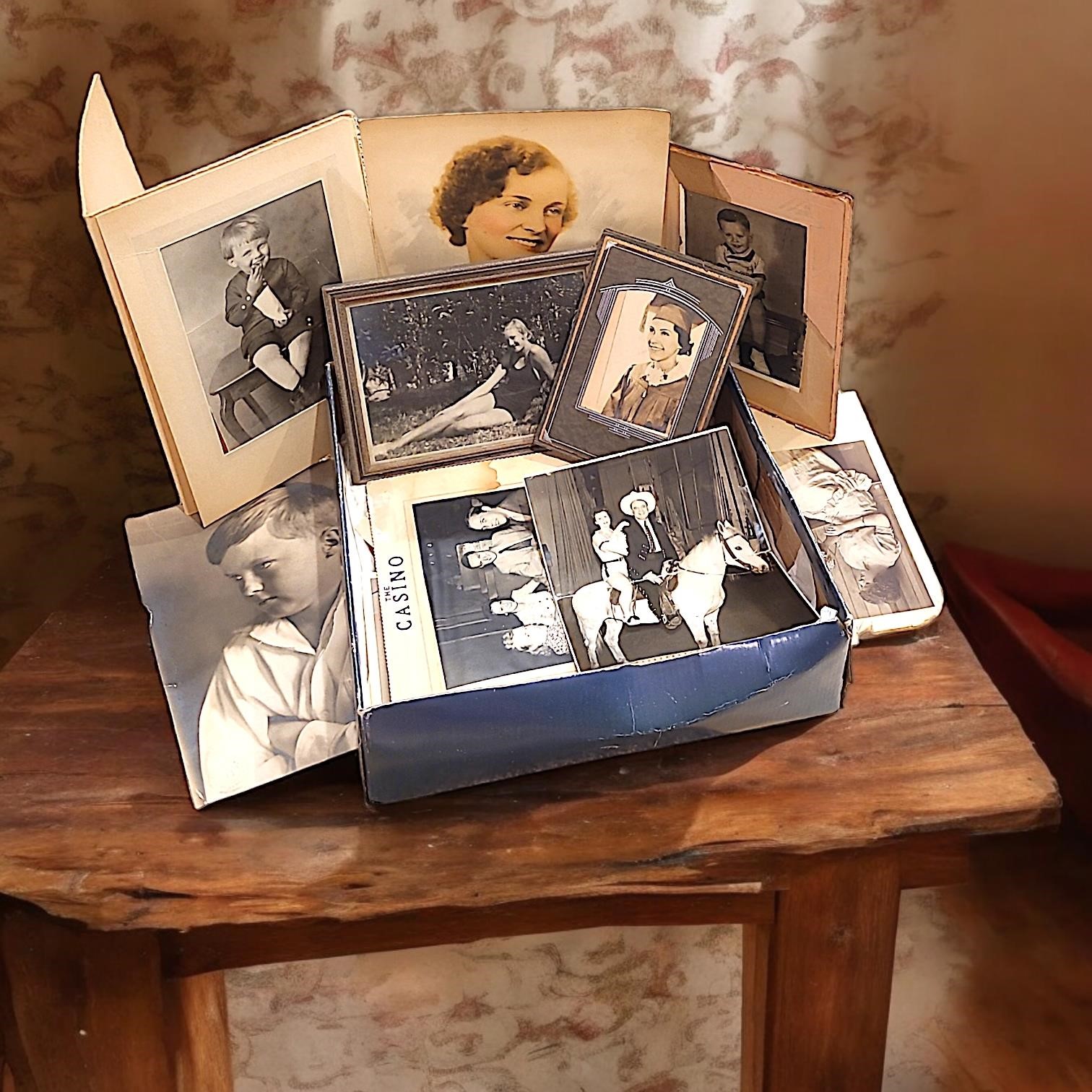 Box of Misc. Antique Vintage Photographs