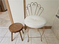 brass vanity chair, foot stool