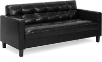 Furinno Brive 3-Seater Faux Leather Sofa  Black