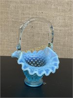 BLUE HOBNAIL BASKET