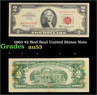 1963 $2 Red Seal United States Note Grades Select