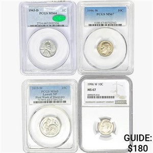 [4] Varied US Silver Coinage PCGS/NGC MS64 - 67