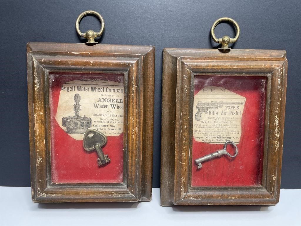 pair of Framed Antique Keys