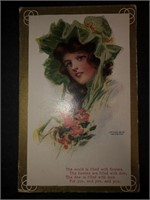 HAMILTON KING GIRL: Green Bonnet Postcard (1907)