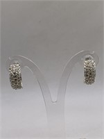 SIGNED ROMAN RHINESTONE PIERCED EARRINGS