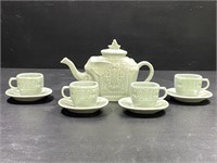 Vintage Celadon Elephant Tea Set