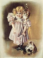 Vintage Victorina Girl "Kitty's Playtime"