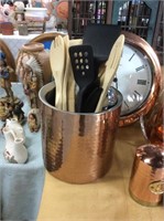 Copper canister with utensils
