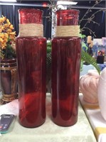 Pair of red glass vases