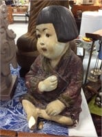 Sitting Asian girl statue