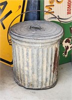 GALVANIZED FLUTED SWING HANDLE CAN & LID, NO SHIP