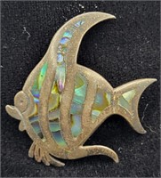 Maricela Sterling .925 & Abalone Fish Brooch