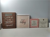 Wall Décor with Sayings, 4 PC's