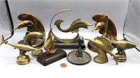 9 Brass Marlin & Dolphin Bookends, Trinkets+