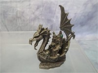 Pewter Dragon Ship Figurine w/Wizard