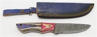 4" Damascus Blade Knife - 8" Overall, New with