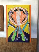 Jesus Folk Art Painting Signed 23.75W x 36