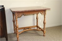 Antique Marble Top Table Desk. Ornate. Solid Wood