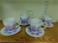 Set Of 4 Longaberger Purple & White Floral Design-