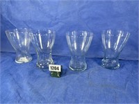 4 Large Glass Vases, 7.25"T