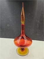 Blenko Amberina Glass Art Decanter `15" high