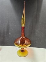 Blenko Glass Tangerine Footed Decanter 21 1/2" h
