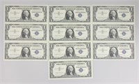 10 1957A One Dollar Silver Certificates.