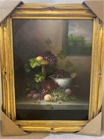 Framed Oil on Canvas Fruit Still Life 36X48