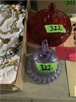 Colored glass handbell and candy dish