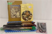 Group of Kitchen Utensils and Cookbooks