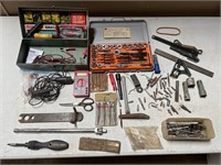 Battery charger, drill bits, tap & dieset, & more