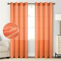 Tony's Collection Peach 84 Inch Curtains Sheer Pan
