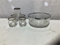Silver trimmed bowl glasses