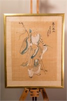 Chinese Watercolour on Silk Longevity