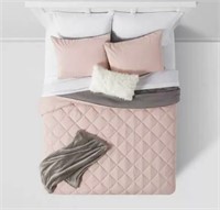 4pc Twin Bed Set+Throw Blush-Room Essentials™ $45