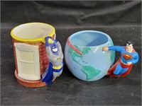 1991 Batman & Superman Ceramic Figural Mugs