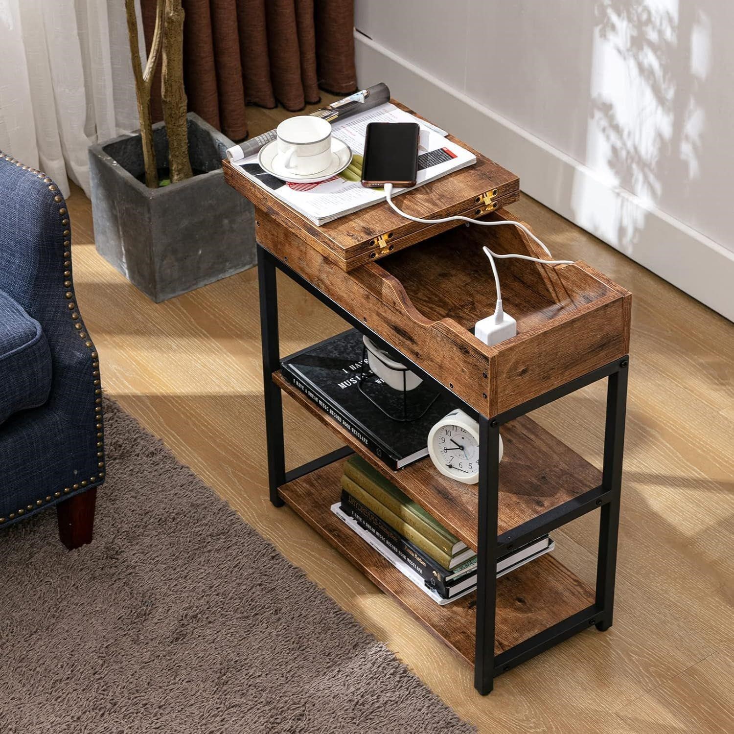 AUXSOUL End Table with Charging Station