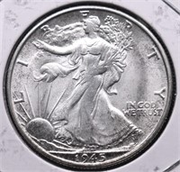 1945 S CHOICE BU WALKING HALF DOLLAR