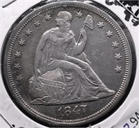 1847 SEATED DOLLAR AU DETAILS