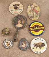 Collection of Pocket Mirrors & Pins & Buttons
