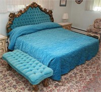 ornate King size gilt edged tufted pillow back