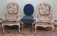 lot of 3 French Provincial chairs to include one