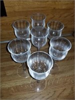 SET OF LONG STEM HEAVY GLASS WINE GLASSES -- TOTAL