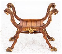 Renaissance Revival Style Carved Wooden Bench