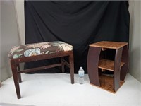 CUSHIONED WOOD BOTTOM BENCH & CD/DVD STAND