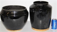 2 Nice Black Ceramic Planters